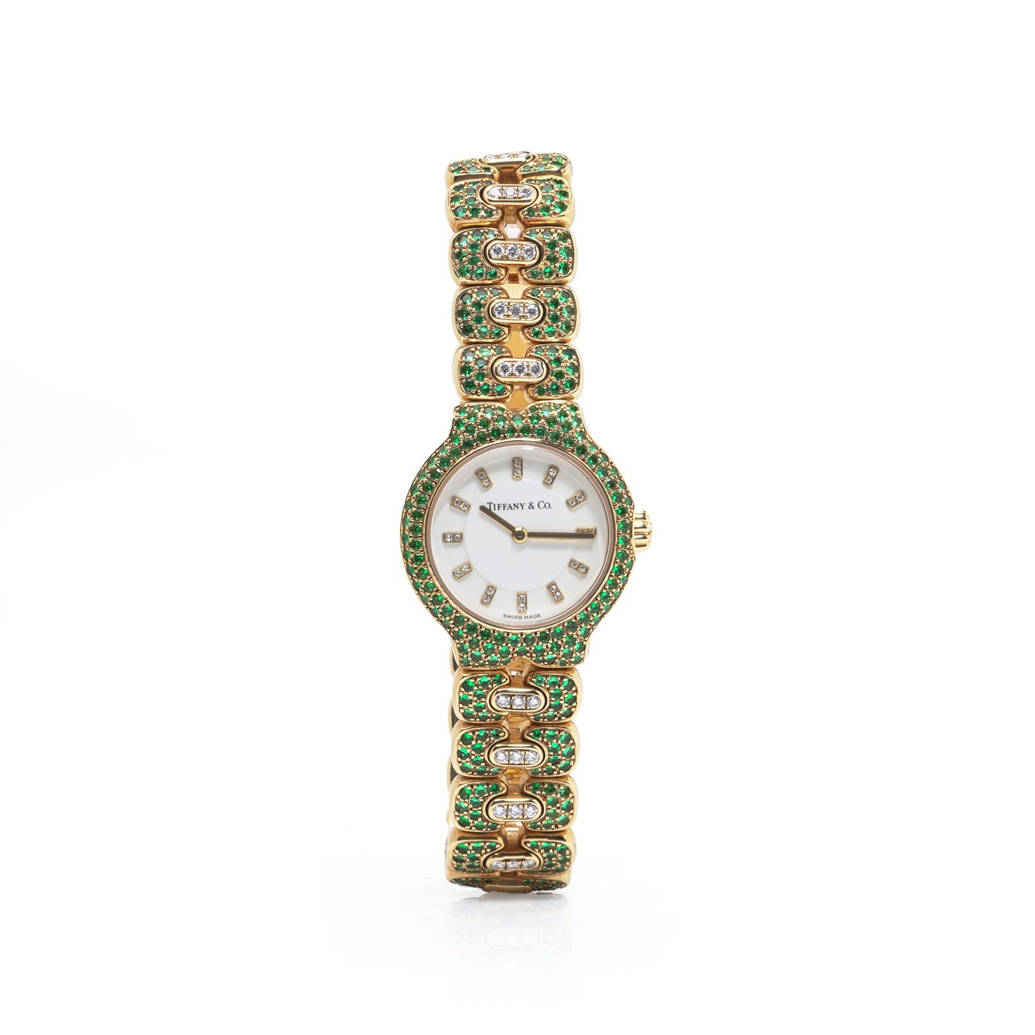Tiffany & Co. Tesoro 18KT Gold Emerald & Diamond Watch — Mozeris